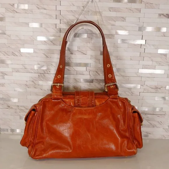 VERA PELLE Bag Brown Real Leather Shoulder Hobo Boho Large Italian Genuine Italy - Picture 5 of 15